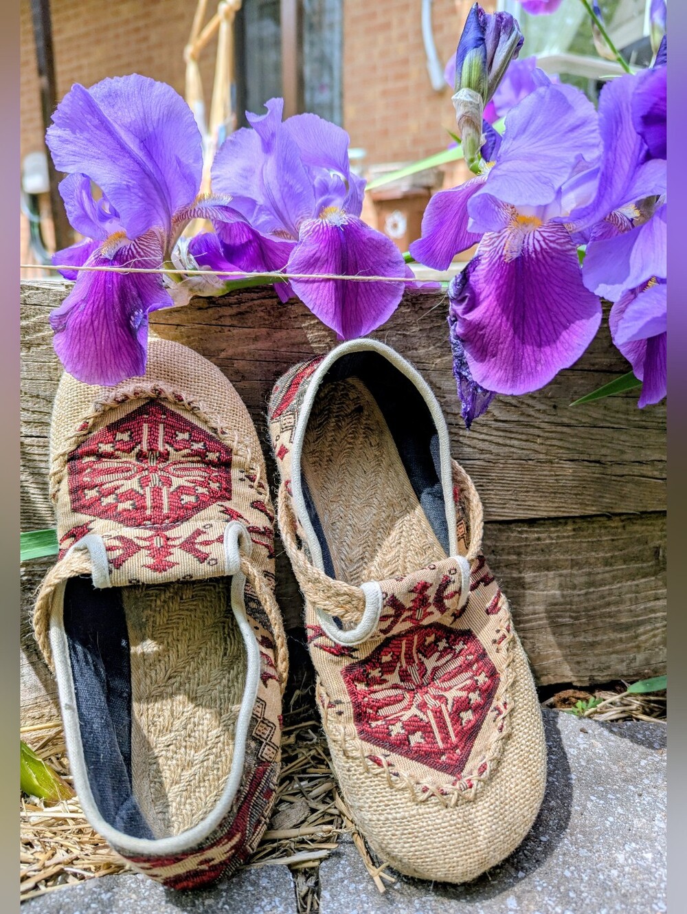 Artisan Kilim Espadrille Mules EU 38 | Folk Fiber Woven Textile Slip On Flats